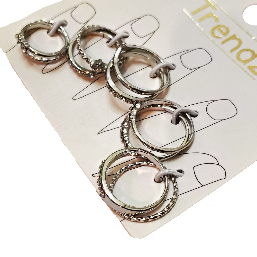 Trendz Assorted Silver Tone Rings - Picture 2 of 3